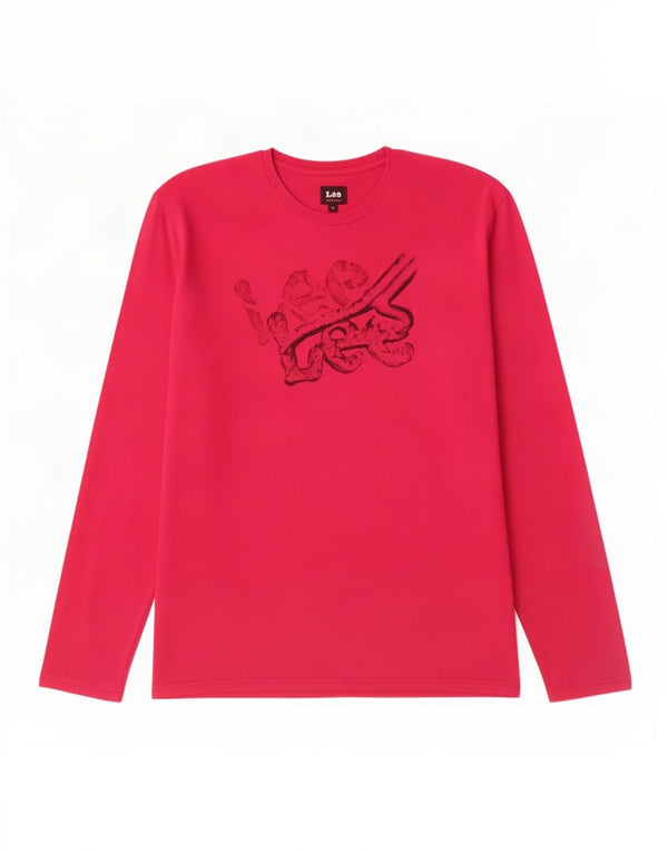 Top gráfico feminino Lee manga comprida UK 18 XL algodão rosa
