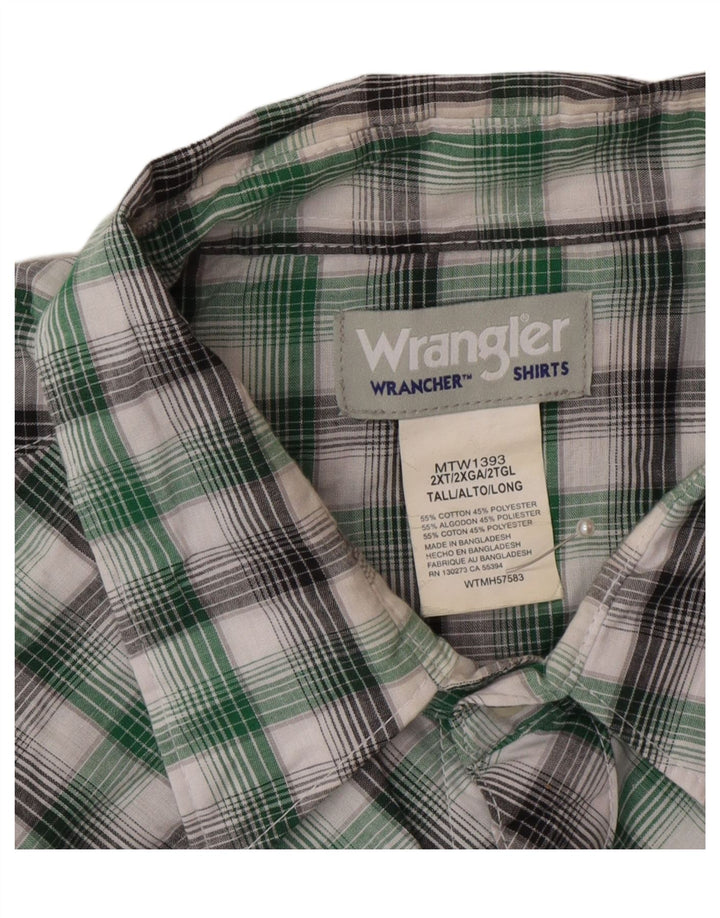Camisa alta masculina Wrangler 2XL algodão xadrez verde