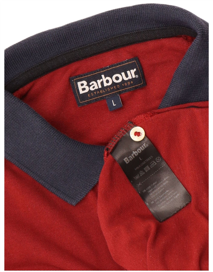 Camisa polo masculina BARBOUR grande algodão vermelho