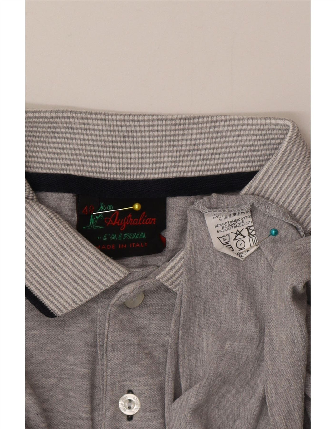 Camisa polo masculina AUSTRALIAN L'ALPINA IT 48 algodão cinza médio