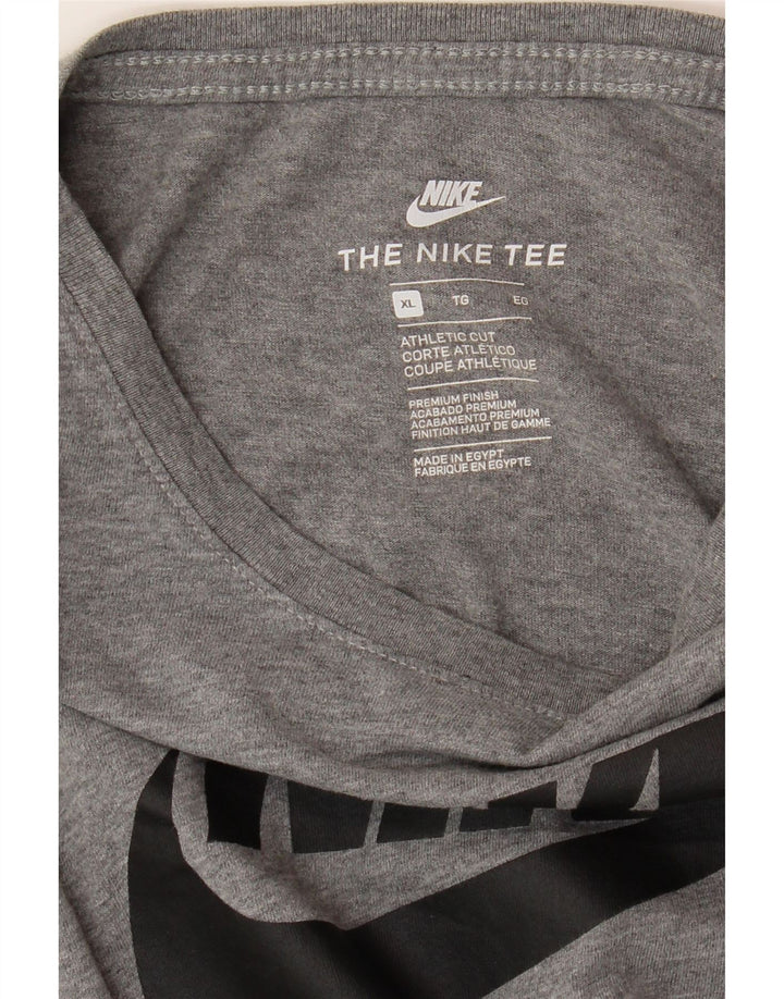 NIKE Masculino Athletic Cut Graphic Top Manga Longa XL Cinza Flecked