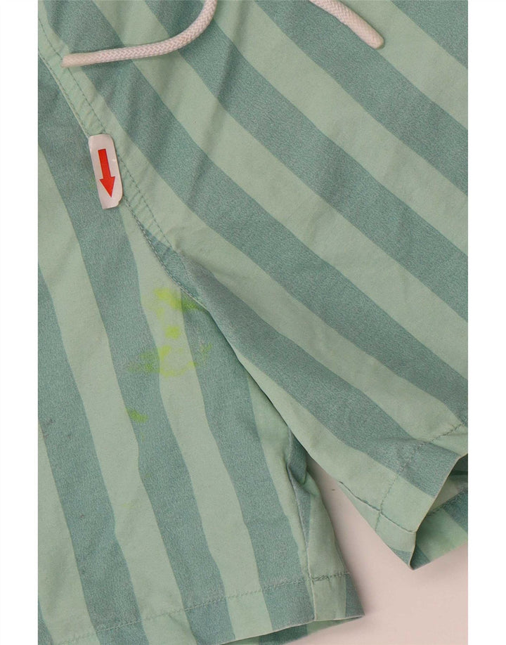 Zara Shorts de banho masculino poliéster listrado verde médio