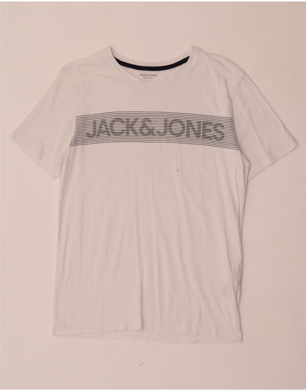 Camiseta gráfica masculina Jack & Jones Top médio algodão branco