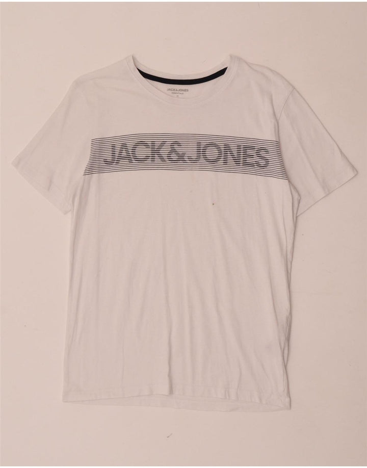 Camiseta gráfica masculina Jack & Jones Top médio algodão branco