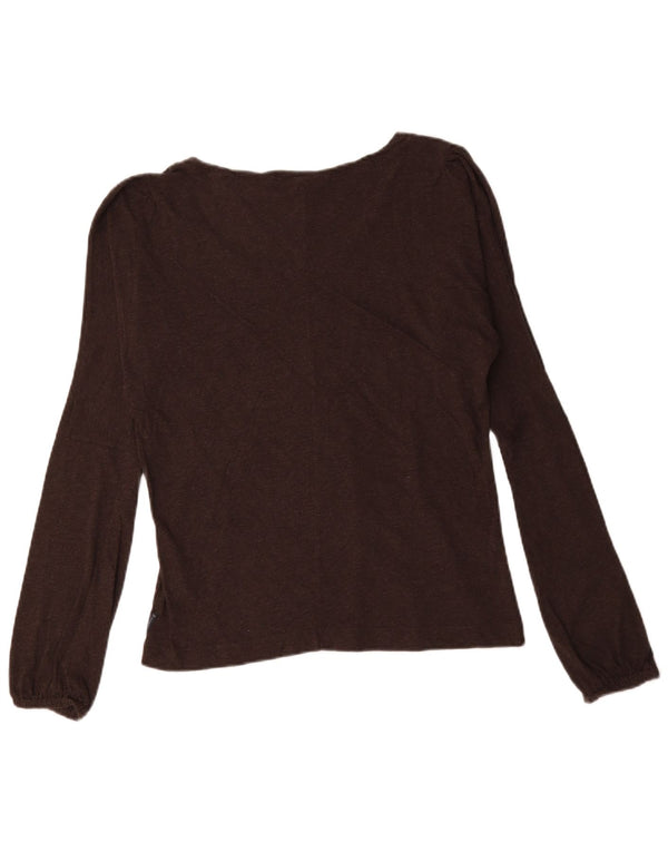Top gráfico feminino Armani Jeans manga comprida Reino Unido 16 grande algodão marrom