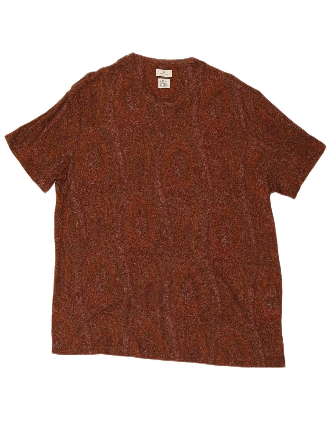 Camiseta masculina ETRO grande marrom Paisley Lyocell