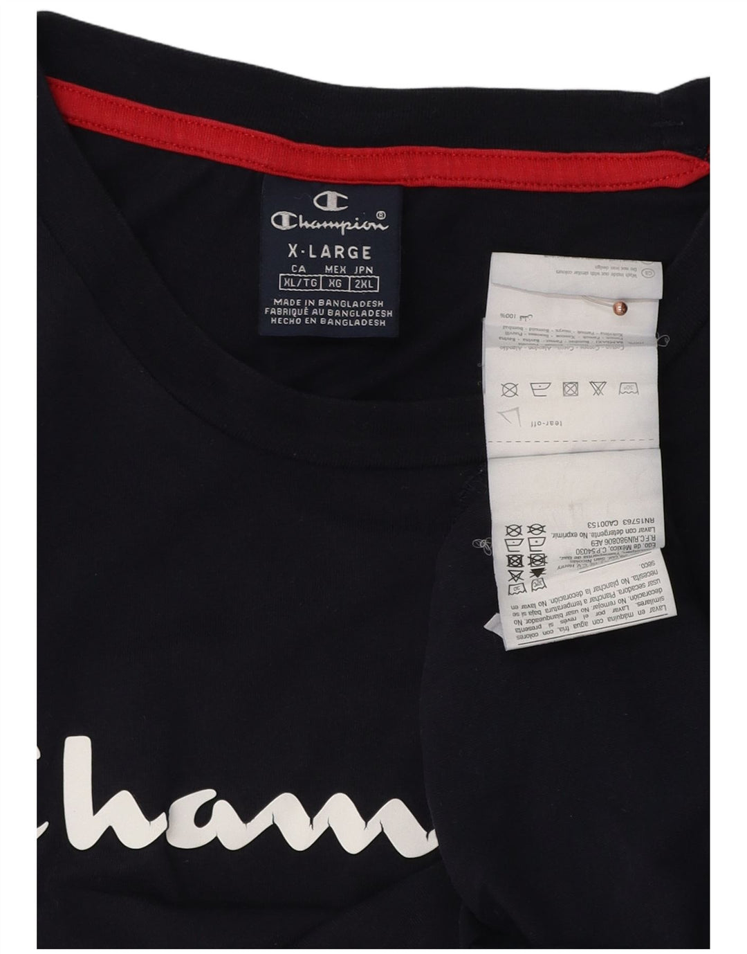 Camiseta gráfica masculina CHAMPION Top XL algodão azul marinho