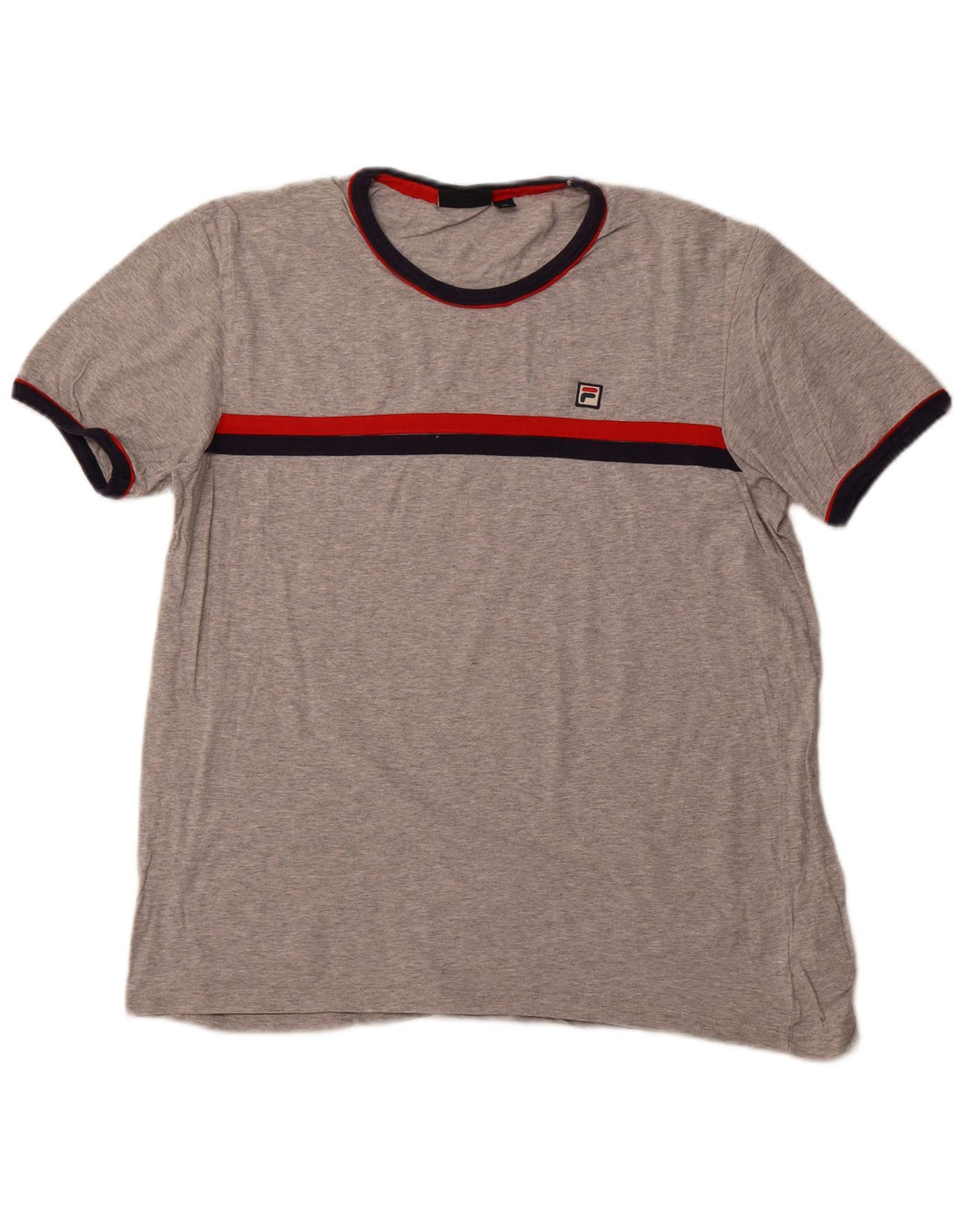 Camiseta feminina FILA UK 18 XL algodão listrado cinza