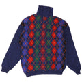 Suéter masculino Benetton com gola polo IT 48 pequeno azul argyle/lã diamante