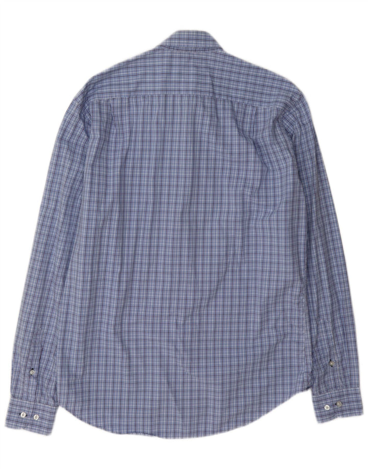 Camisa masculina Lacoste Slim Fit tamanho 40 xadrez azul médio