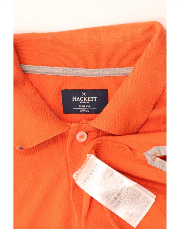 Camisa polo masculina Hackett Slim Fit grande algodão laranja
