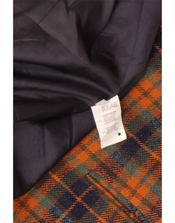 Jaqueta blazer feminina de 2 botões da Caractere UK 10 pequena marrom xadrez clássica