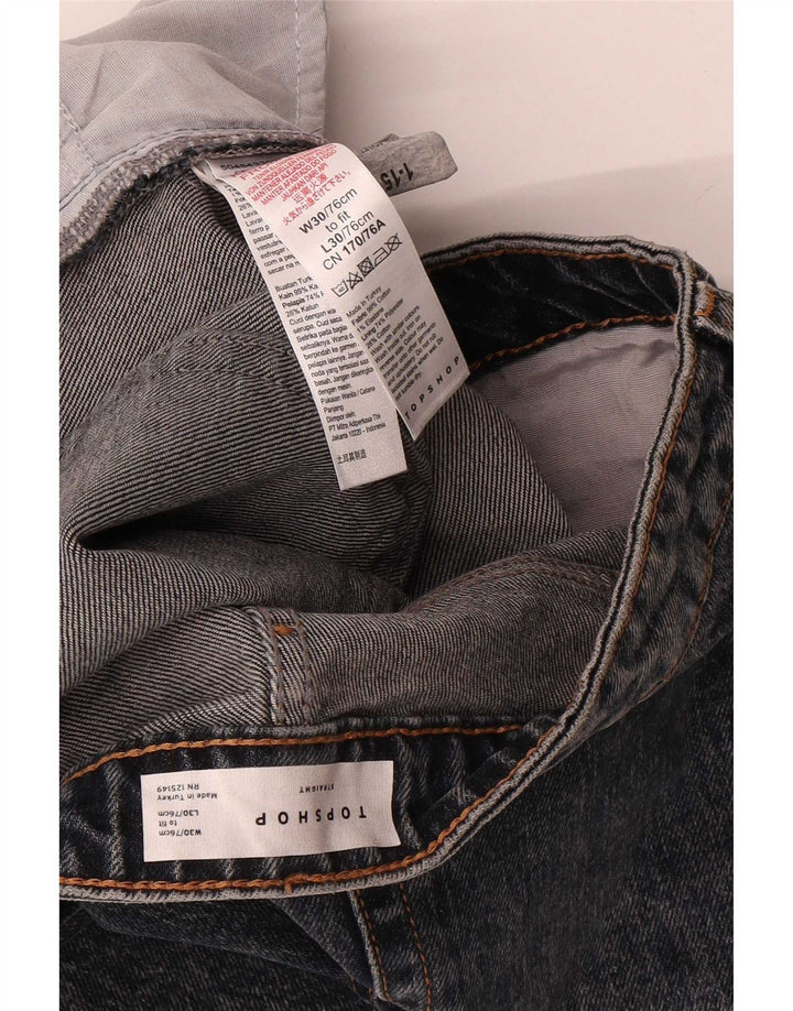 Jeans recortados femininos Topshop W30 L25 algodão preto