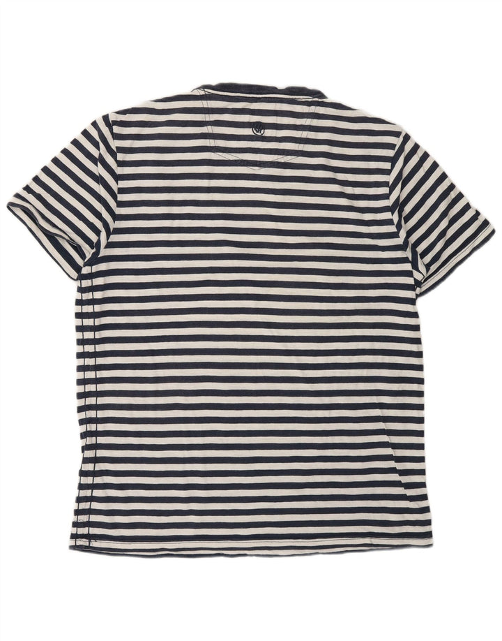 Camiseta masculina Fat Face Top médio algodão listrado azul marinho