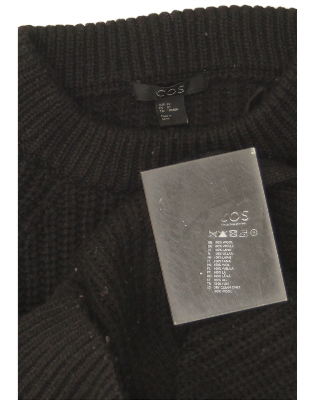 Cos Suéter masculino com gola redonda XS lã preta
