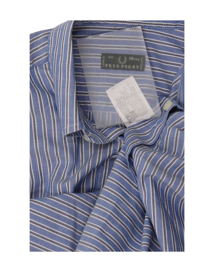 Camisa masculina Fred Perry 9-10 anos algodão listrado azul