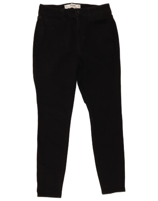Calça jeans feminina Hollister curvada de cintura alta super skinny W29 L26 algodão preto