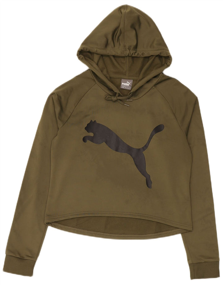 Puma feminino gráfico moletom com capuz UK 14 médio cáqui poliéster