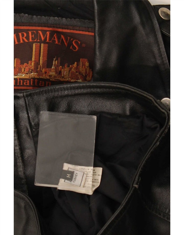 Jaqueta de couro masculina vintage UK 38 Médio Preto