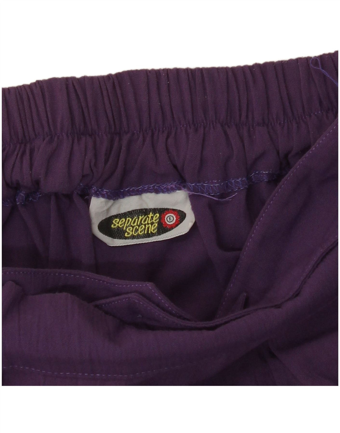 Saia feminina VINTAGE plissada em linha A UK 14 médio W30 poliéster roxo