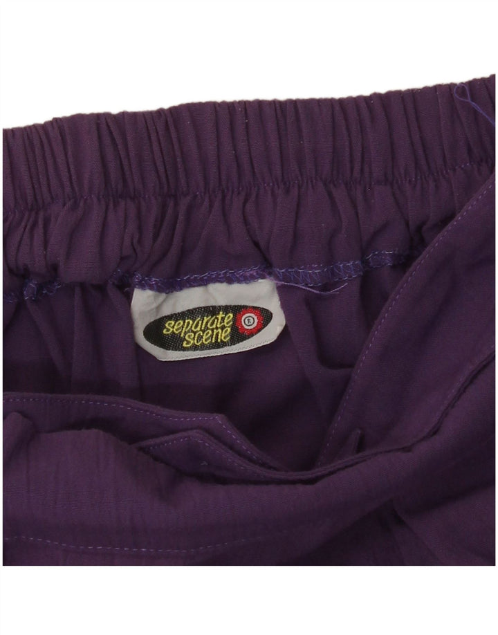 Saia feminina VINTAGE plissada em linha A UK 14 médio W30 poliéster roxo