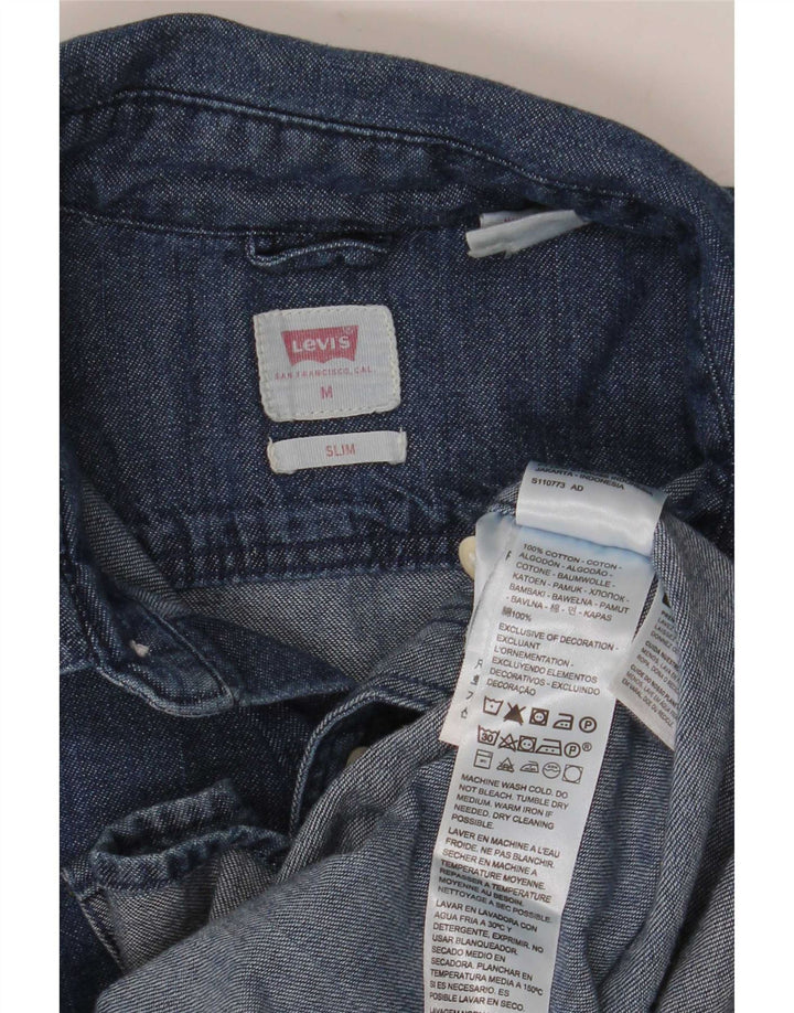 Camisa jeans masculina Levi's Slim Fit azul médio algodão