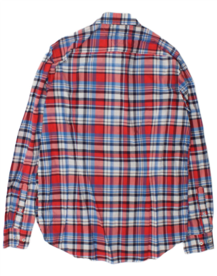 Camisa masculina Tommy Hilfiger Slim Fit grande algodão xadrez vermelho