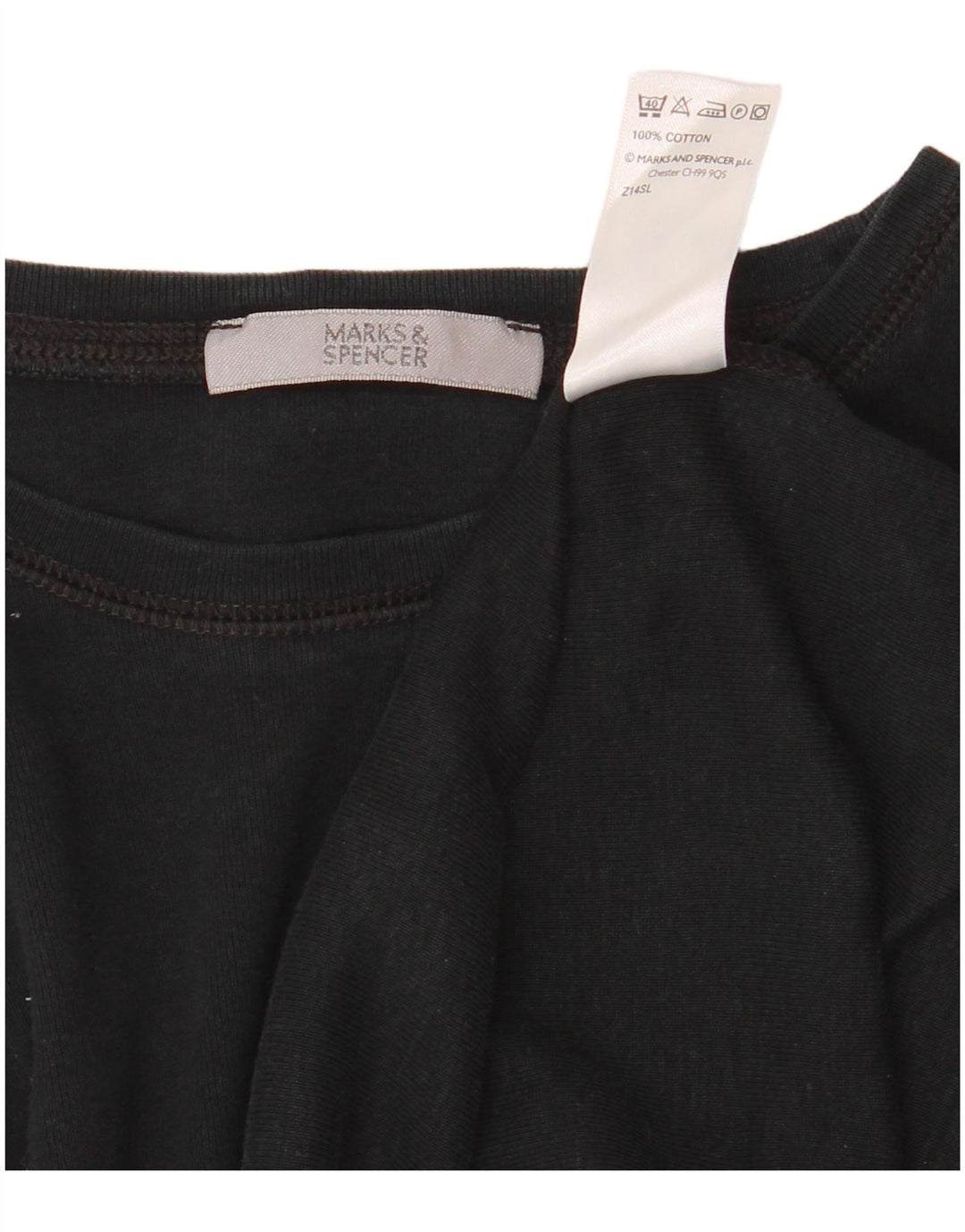 Top feminino Marks & Spencer manga comprida Reino Unido 8 pequeno algodão preto