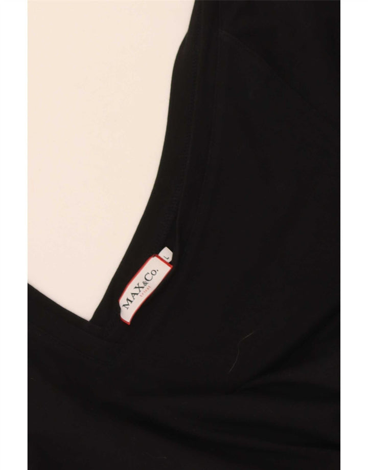 Blusa feminina de manga 3/4 Max & Co. Reino Unido 14 grande preta