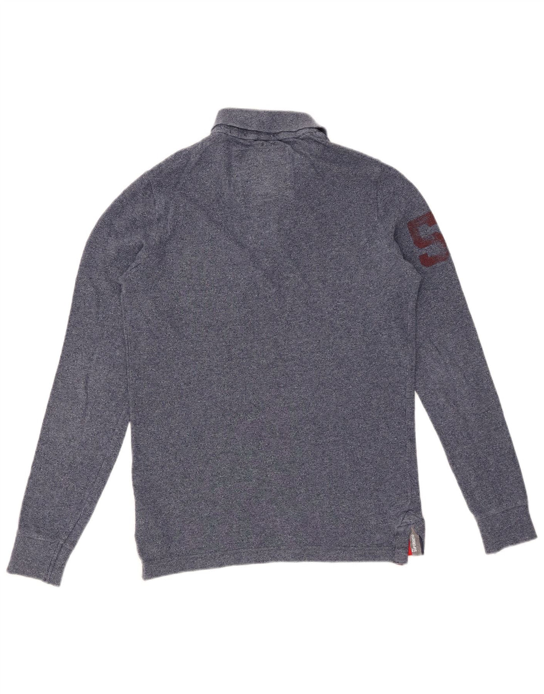 Camisa polo masculina SUPERDRY gráfica de manga comprida pequena algodão azul marinho