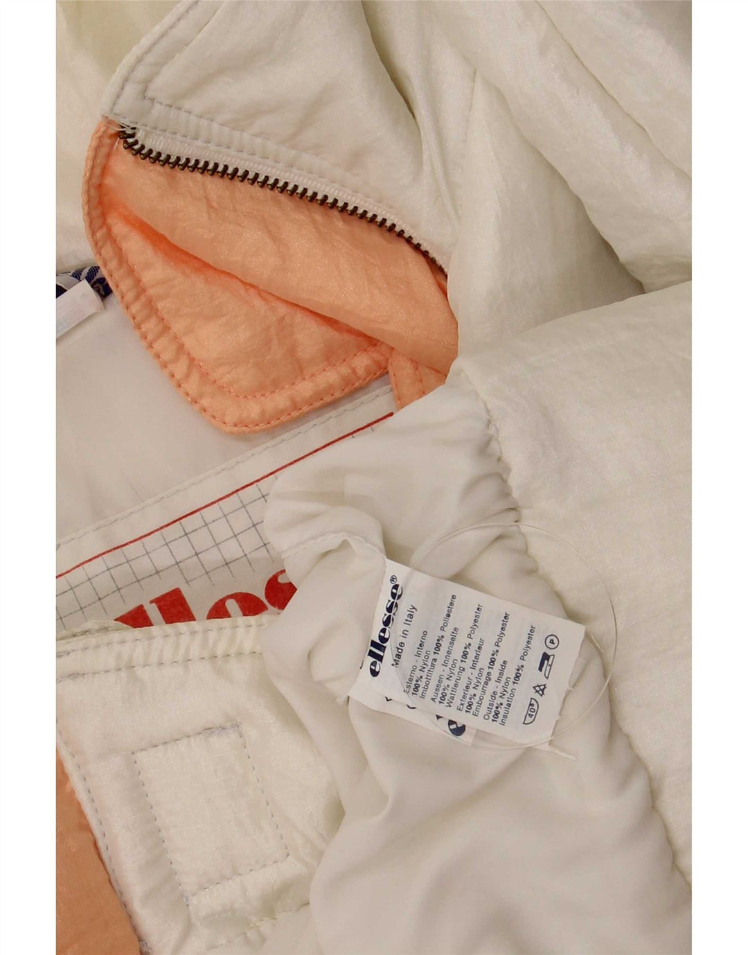 Jaqueta feminina Ellesse com ajuste solto e acolchoado IT 48 XL branco nylon retrô