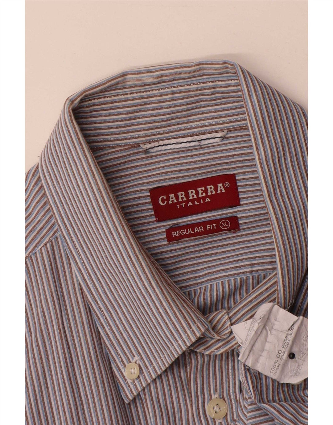 Camisa masculina Carrera Regular Fit XL azul risca de giz algodão
