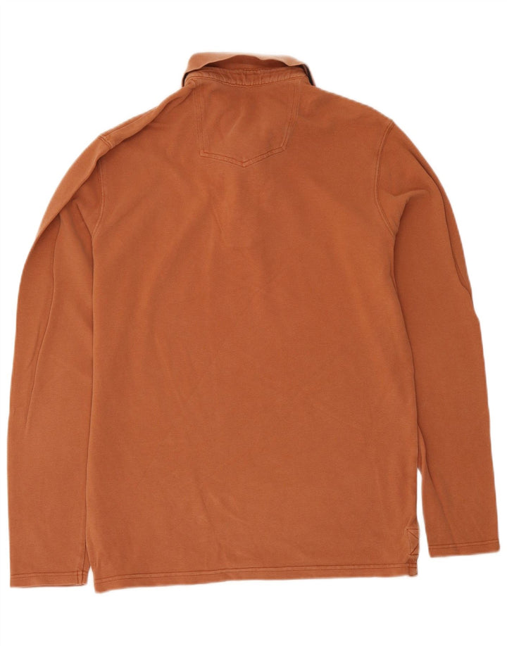 Camisa polo masculina de manga comprida Fat Face pequena marrom