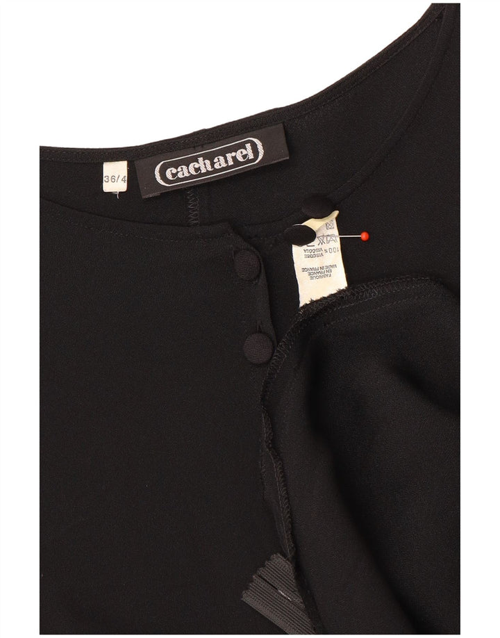 Vestido feminino Cacharel manga comprida evasê UE 36 pequeno preto viscose