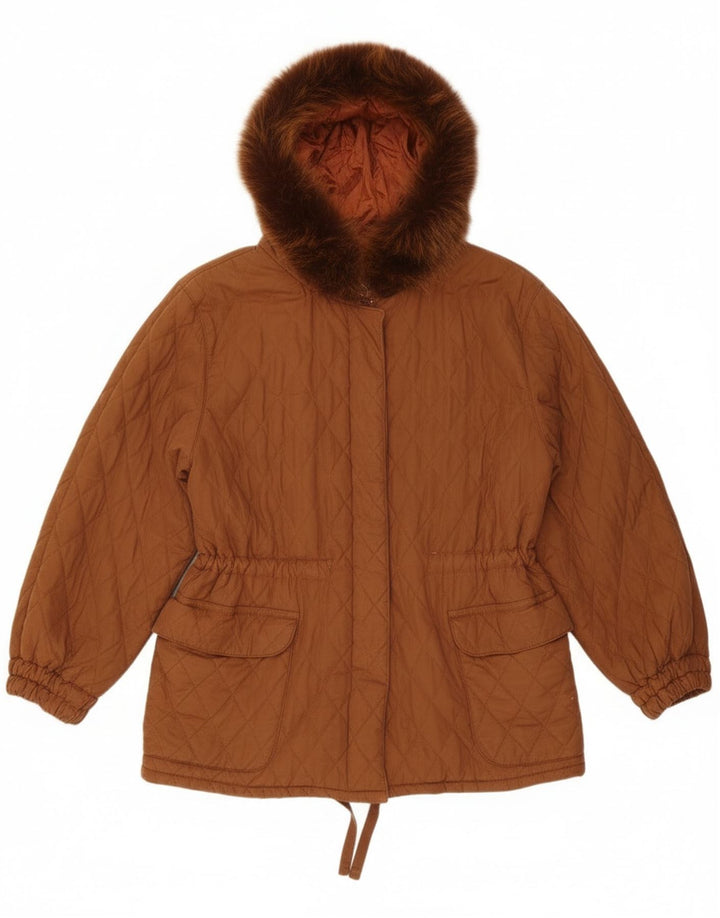 Jaqueta acolchoada com capuz grande Ileana Zara feminina IT 40 pequena marrom