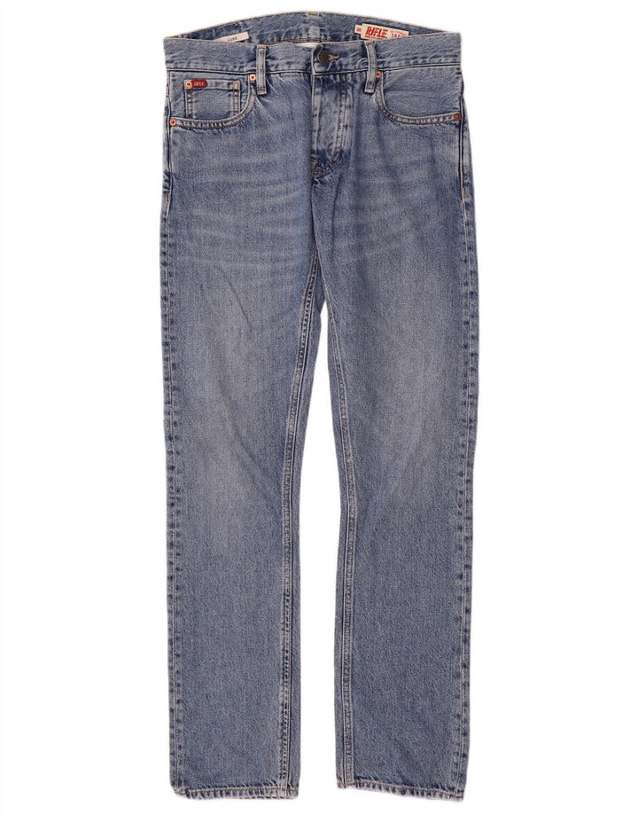 Rifle feminino Luke Straight Jeans W30 L32 algodão azul