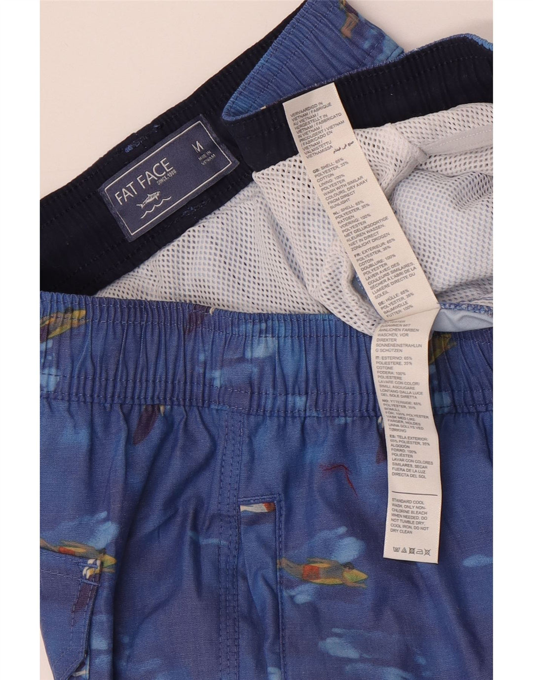 Shorts de natação masculino Fat Face gráfico azul médio poliéster