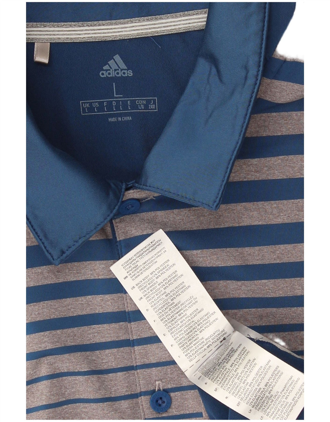 Camisa polo masculina Adidas grande cinza colorblock poliéster