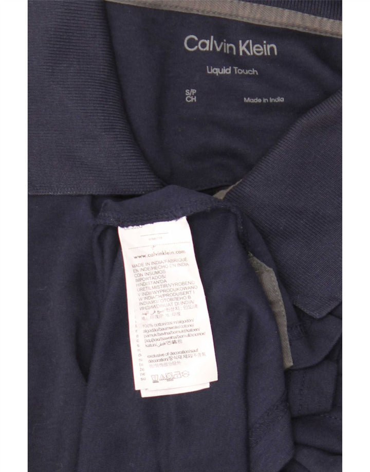 Camisa polo masculina Calvin Klein pequena algodão azul marinho