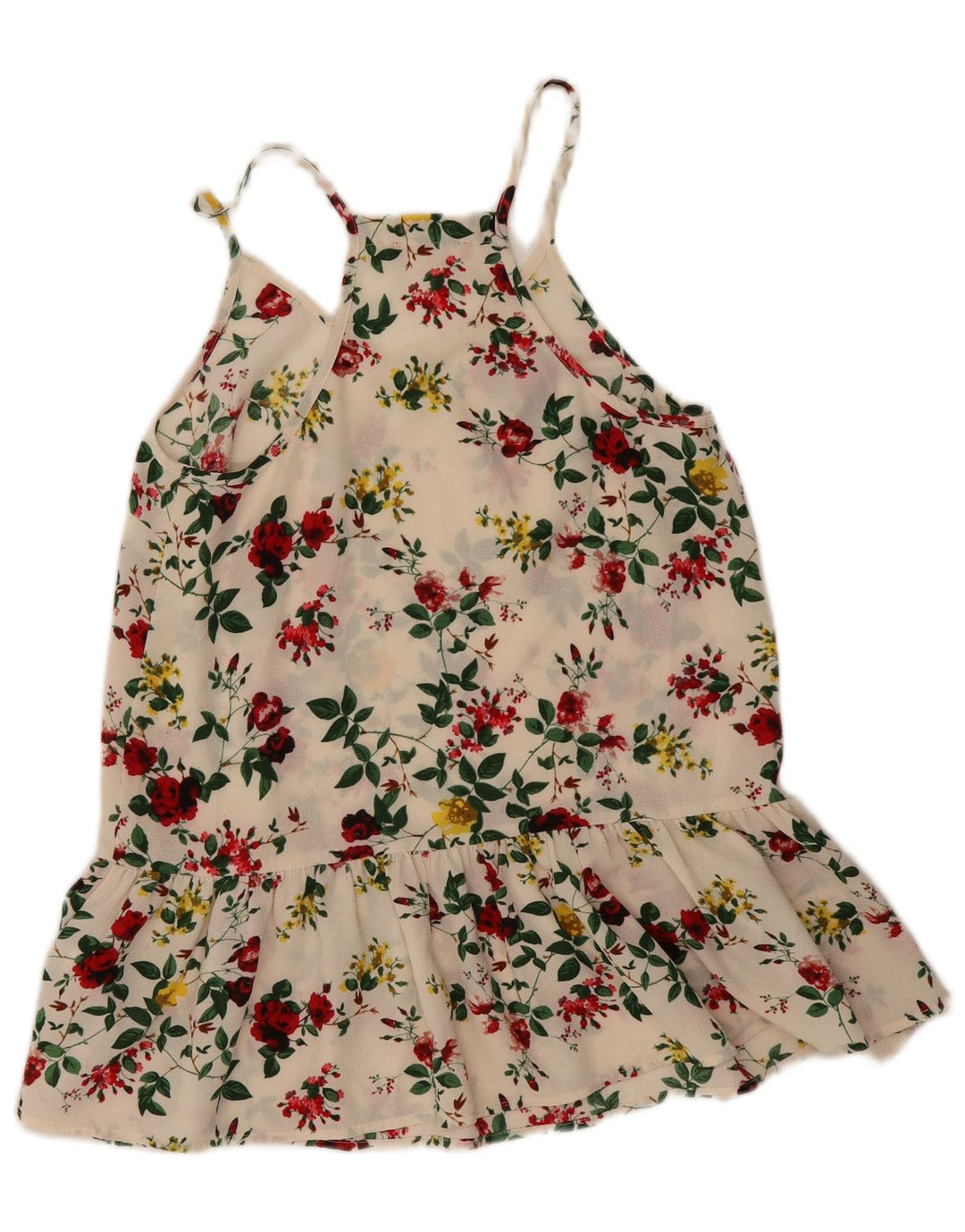 Guess Vestido feminino UK 6 XS poliéster floral branco