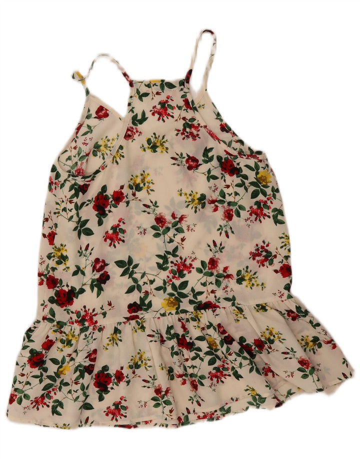 Guess Vestido feminino UK 6 XS poliéster floral branco