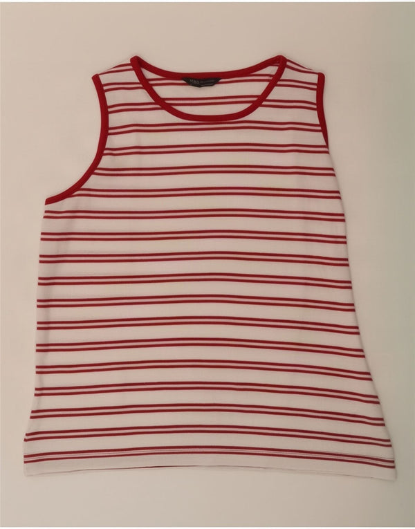 Colete feminino Marks & Spencer UK 16 grande algodão listrado vermelho