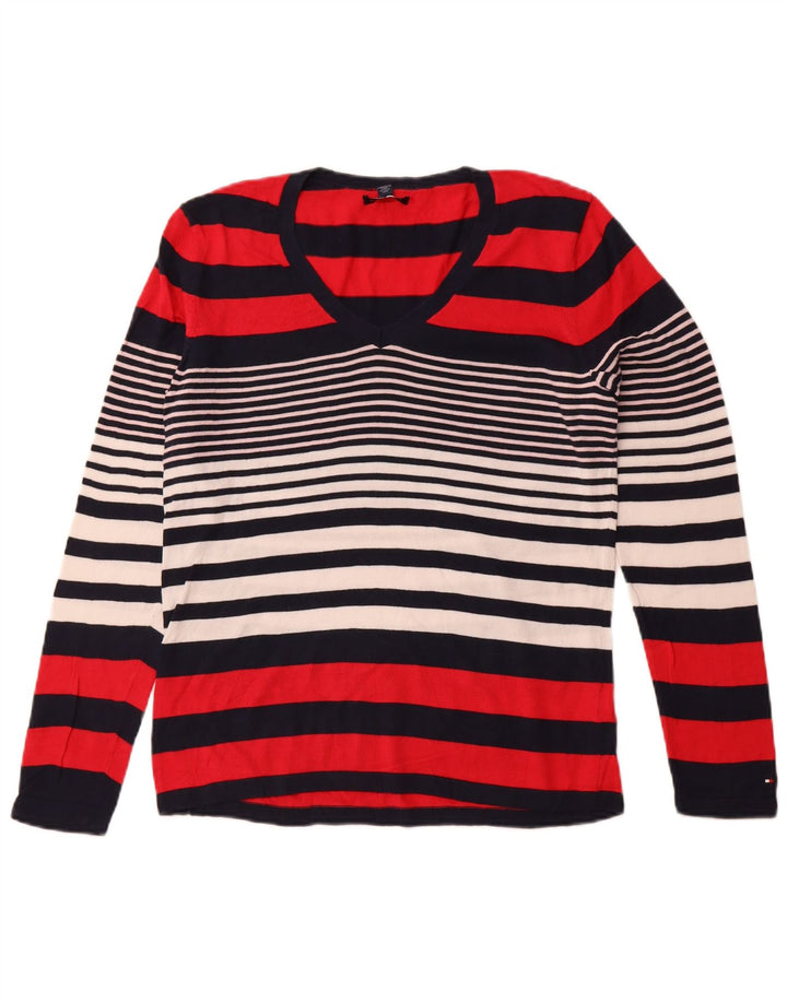Suéter feminino TOMMY HILFIGER com decote em V Reino Unido 16 grande multicolorido