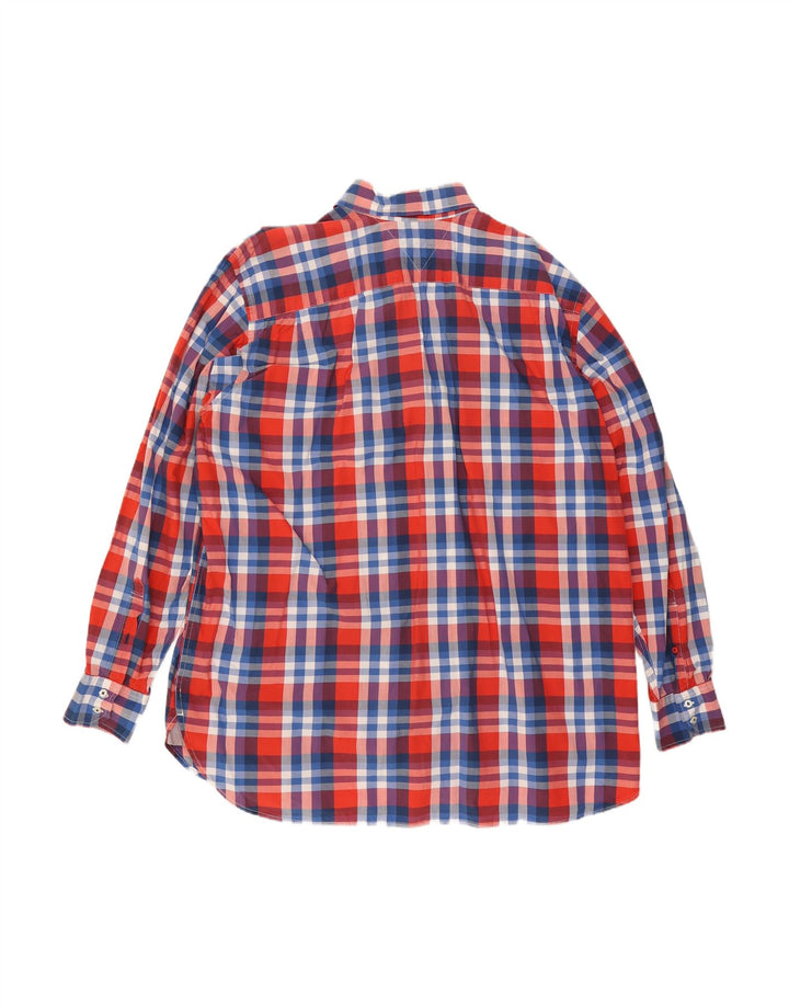 Camisa masculina TOMMY HILFIGER de ajuste regular 2XL algodão xadrez vermelho