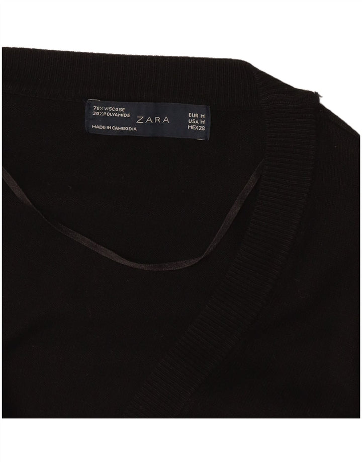 Suéter cardigã feminino Zara Longline UK 14 médio preto viscose