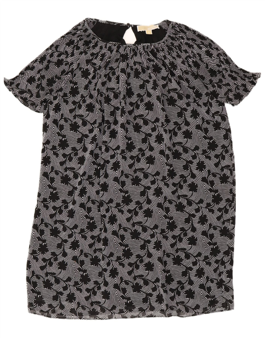 Vestido feminino MICHAEL KORS grande tamanho UK 14 médio preto floral