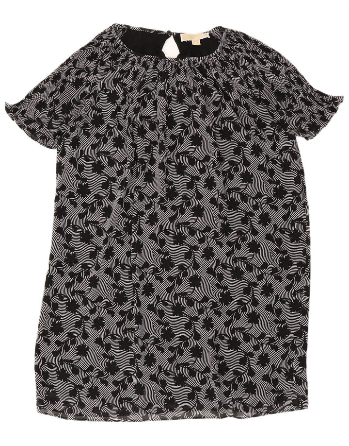 Vestido feminino MICHAEL KORS grande tamanho UK 14 médio preto floral
