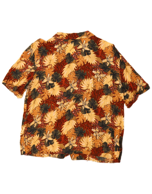 Blusa feminina vintage de manga curta UK 14 grande floral multicolorida