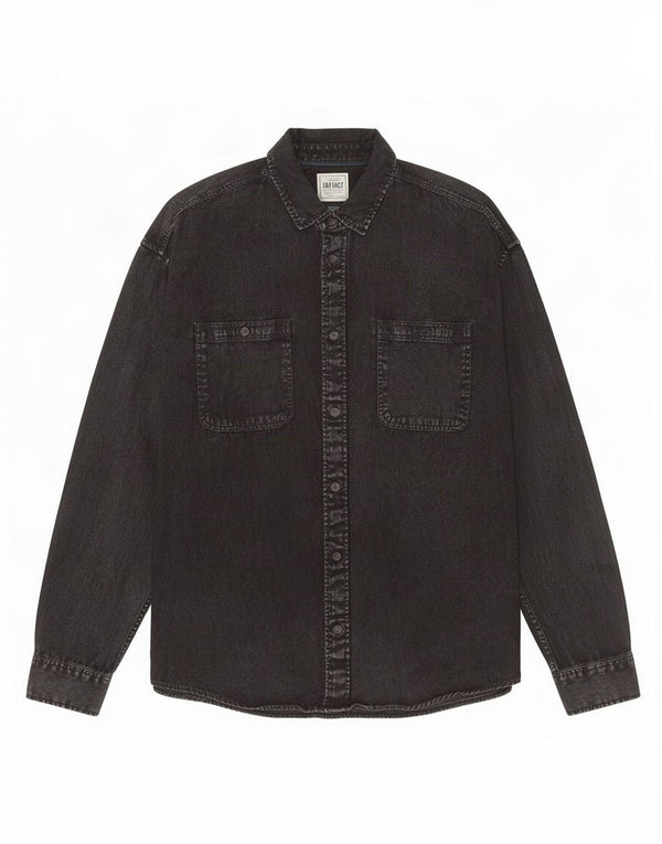 Camisa jeans masculina Fat Face grande algodão preto