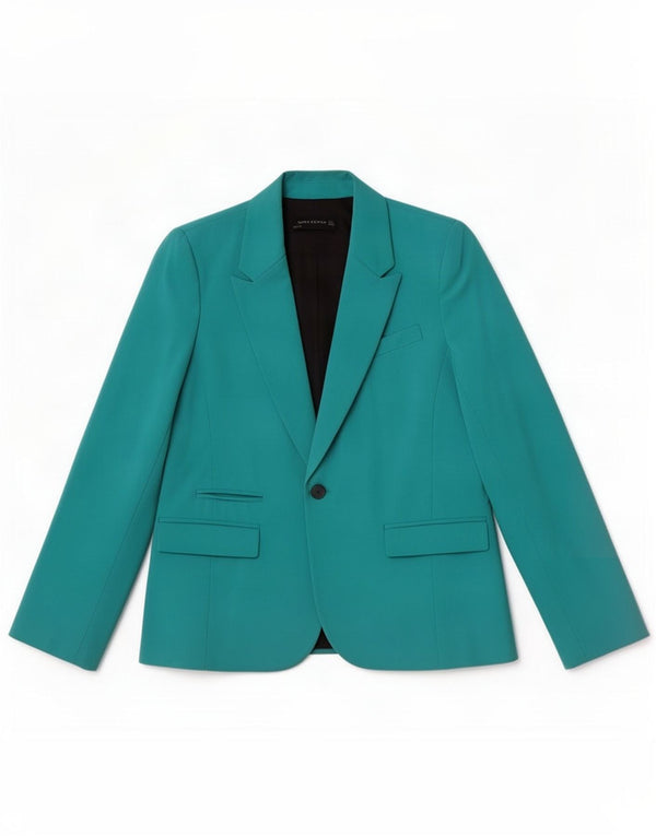 Jaqueta blazer feminina Zara com 1 botão Reino Unido 14 grande turquesa